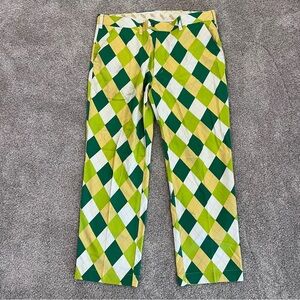 Loudmouth Argyle Green Yellow Pants Men’s Size 38X30 Golf Outdoor Plaid,